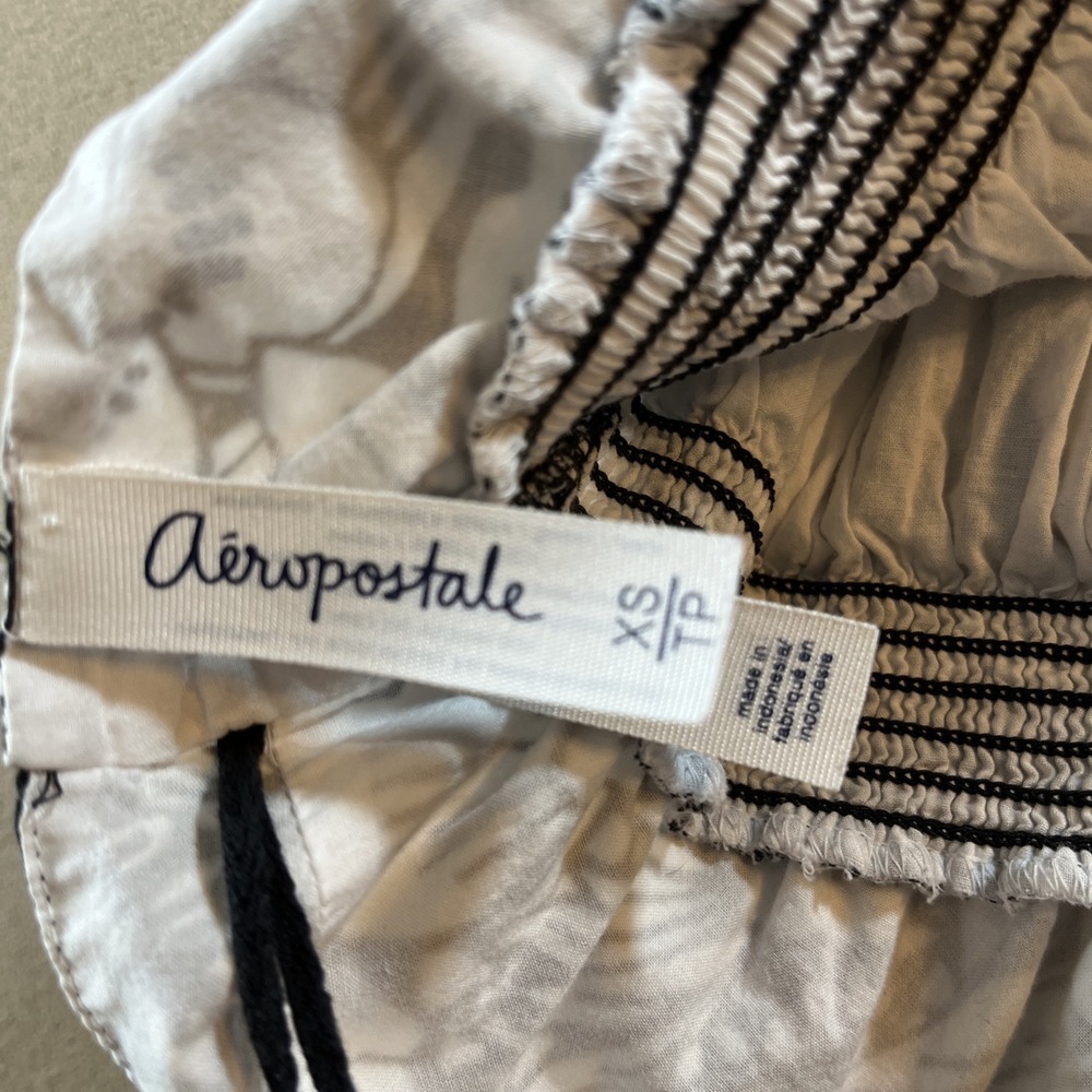 Aeropostale Maxi Dress Women's XS Black‎ White Pink Floral Hawaiian Resort Y2K - Picture 7 of 14